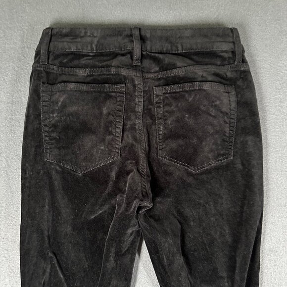 LOFT Womens 2/26 Black Mid Rise Velvet Flat Front Curvy Skinny Pants Pockets - Picture 13 of 13